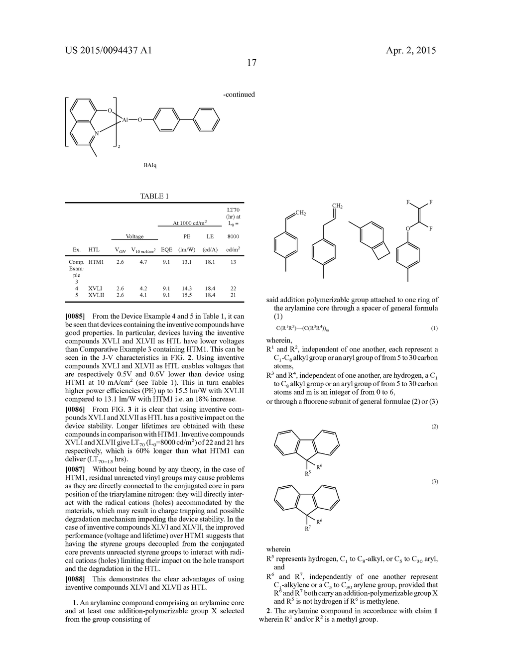 CROSSLINKABLE ARYLAMINE COMPOUNDS - diagram, schematic, and image 20