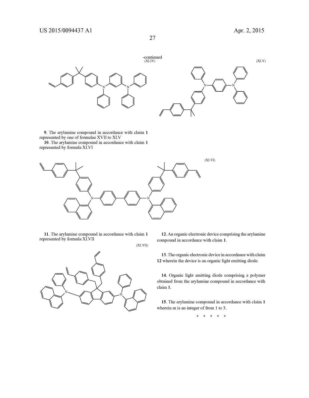 CROSSLINKABLE ARYLAMINE COMPOUNDS - diagram, schematic, and image 30