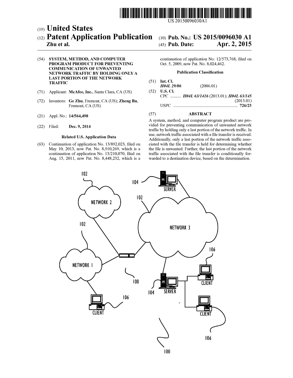 SYSTEM, METHOD, AND COMPUTER PROGRAM PRODUCT FOR PREVENTING COMMUNICATION     OF UNWANTED NETWORK TRAFFIC BY HOLDING ONLY A LAST PORTION OF THE NETWORK     TRAFFIC - diagram, schematic, and image 01