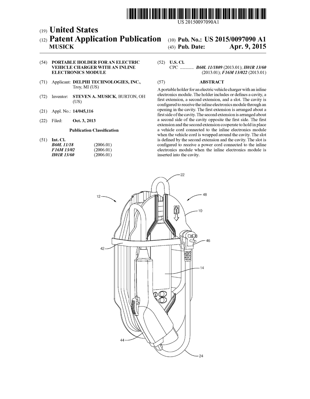 PORTABLE HOLDER FOR AN ELECTRIC VEHICLE CHARGER WITH AN INLINE ELECTRONICS     MODULE - diagram, schematic, and image 01