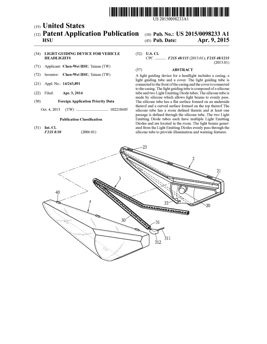 LIGHT GUIDING DEVICE FOR VEHICLE HEADLIGHTS - diagram, schematic, and image 01