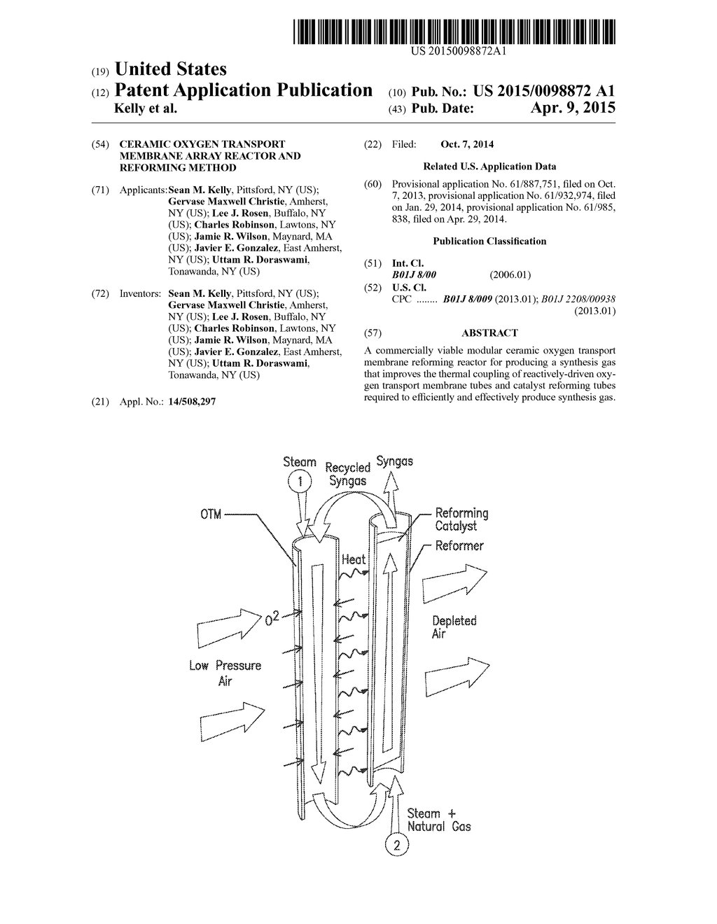 CERAMIC OXYGEN TRANSPORT MEMBRANE ARRAY REACTOR AND REFORMING METHOD - diagram, schematic, and image 01