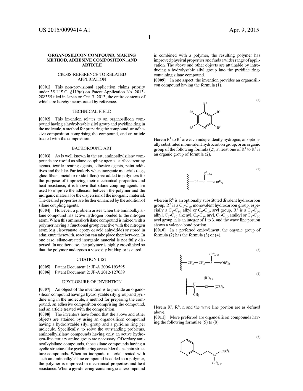 ORGANOSILICON COMPOUND, MAKING METHOD, ADHESIVE COMPOSITION, AND ARTICLE - diagram, schematic, and image 02