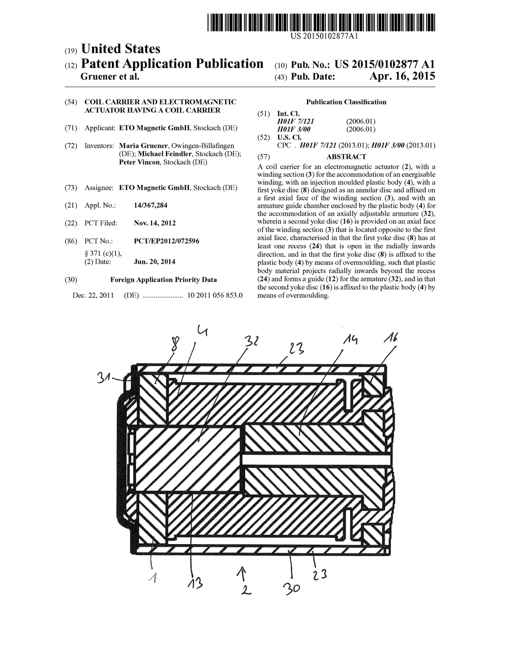 COIL CARRIER AND ELECTROMAGNETIC ACTUATOR HAVING A COIL CARRIER - diagram, schematic, and image 01