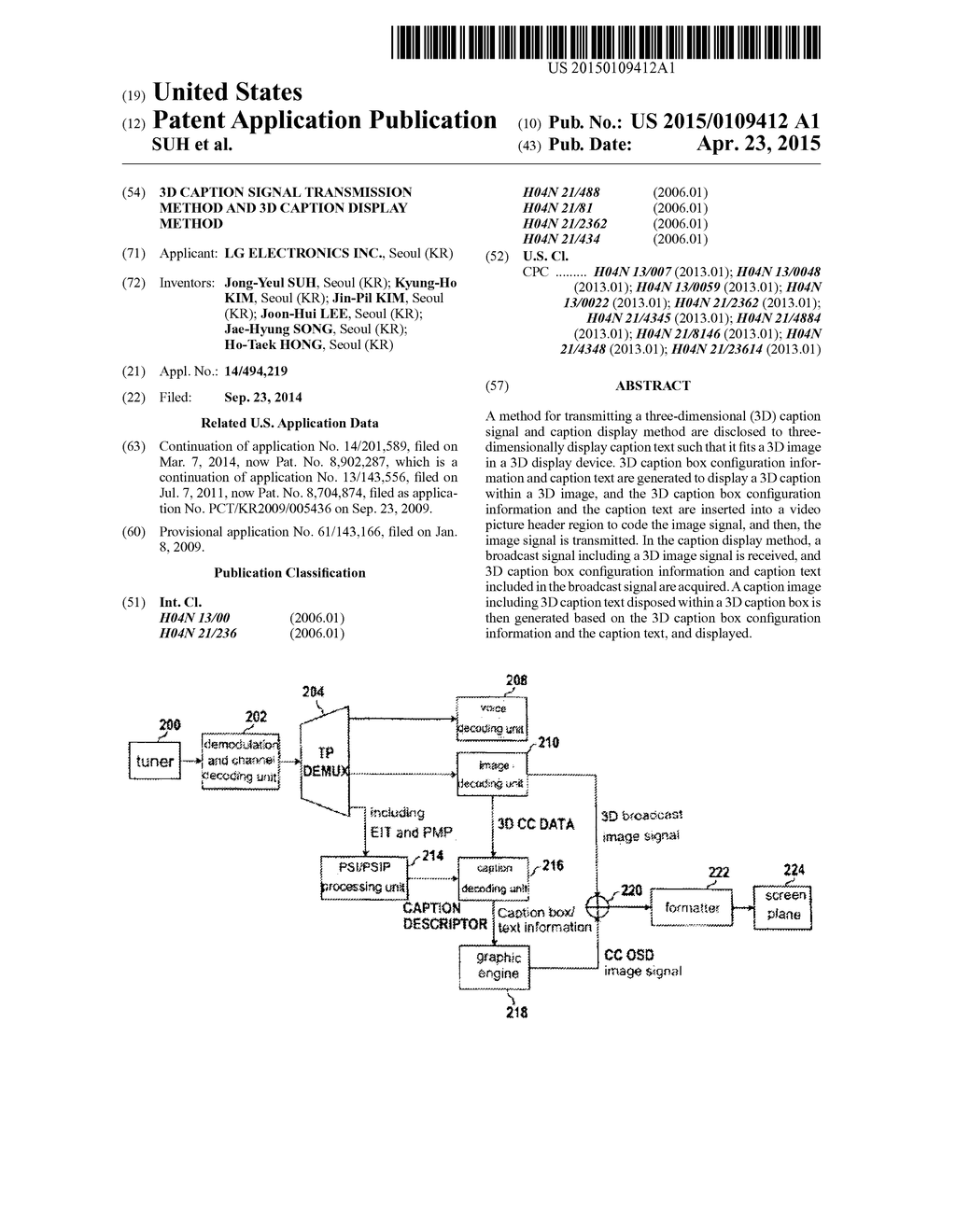 3D CAPTION SIGNAL TRANSMISSION METHOD AND 3D CAPTION DISPLAY METHOD - diagram, schematic, and image 01