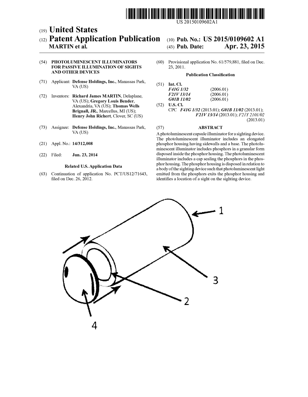 PHOTOLUMINESCENT ILLUMINATORS FOR PASSIVE ILLUMINATION OF SIGHTS AND OTHER     DEVICES - diagram, schematic, and image 01