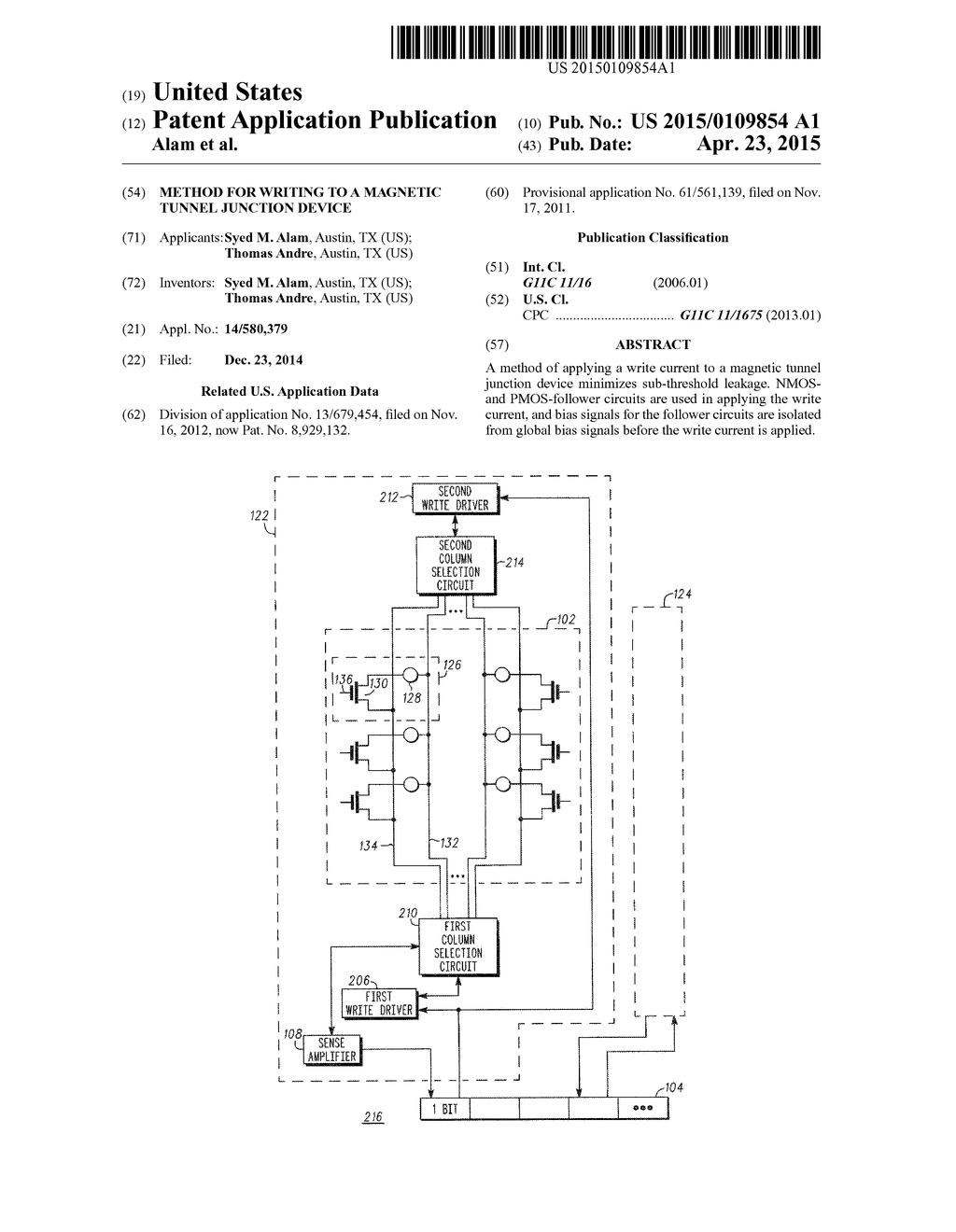 METHOD FOR WRITING TO A MAGNETIC TUNNEL JUNCTION DEVICE - diagram, schematic, and image 01