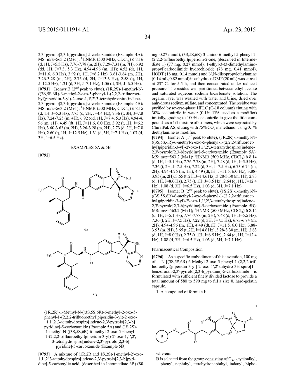 SPIROLACTAM CGRP RECEPTOR ANTAGONISTS - diagram, schematic, and image 35