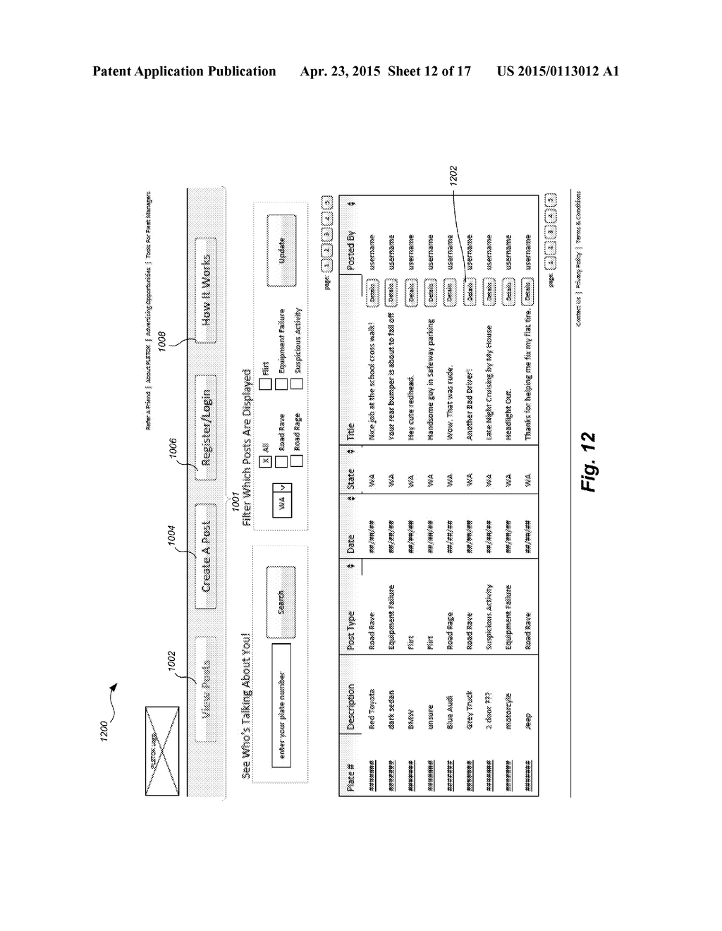 SYSTEMS, DEVICES AND METHODS FOR FACILITATING ELECTRONIC COMMUNICATION     UTILIZING VEHICLE LICENSE PLATE NUMBERS - diagram, schematic, and image 13