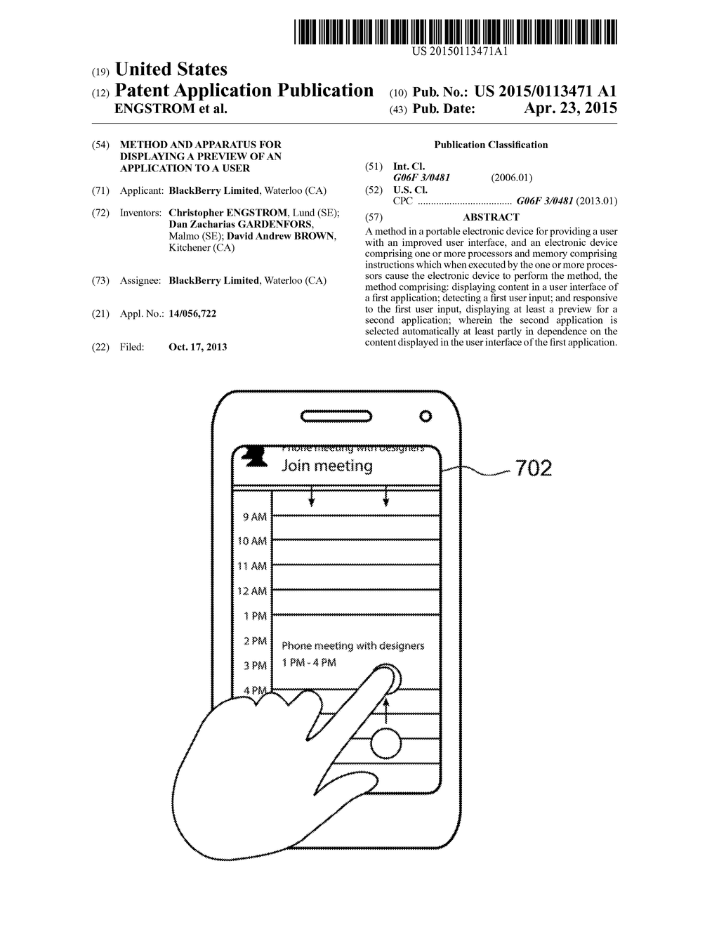 METHOD AND APPARATUS FOR DISPLAYING A PREVIEW OF AN APPLICATION TO A USER - diagram, schematic, and image 01