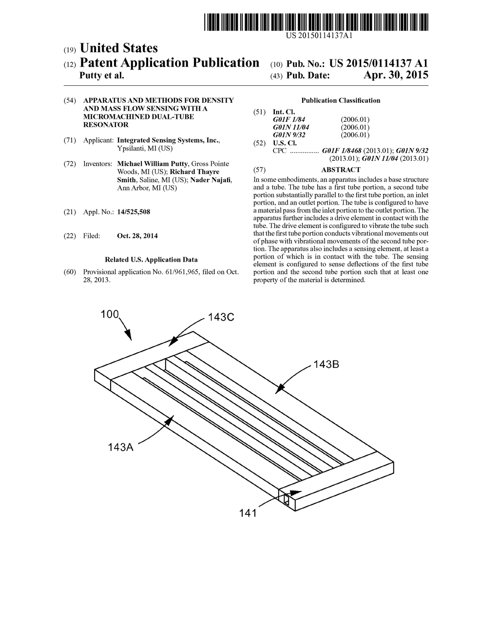 APPARATUS AND METHODS FOR DENSITY AND MASS FLOW SENSING WITH A     MICROMACHINED DUAL-TUBE RESONATOR - diagram, schematic, and image 01