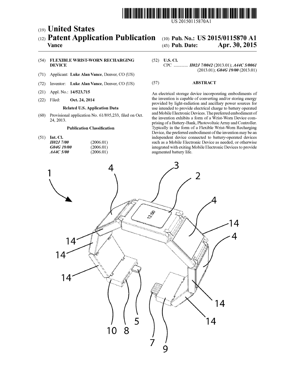 Flexible Wrist-Worn Recharging Device - diagram, schematic, and image 01