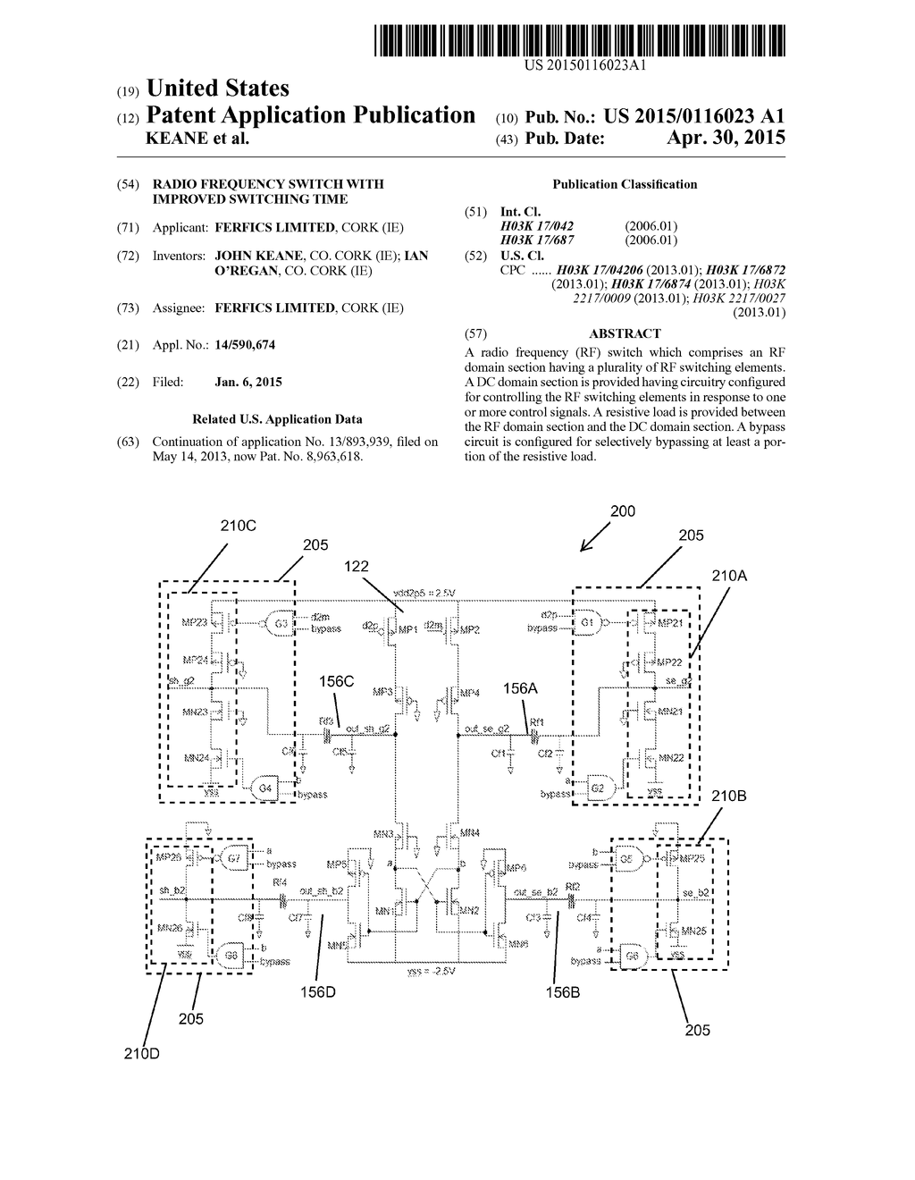 RADIO FREQUENCY SWITCH WITH IMPROVED SWITCHING TIME - diagram, schematic, and image 01