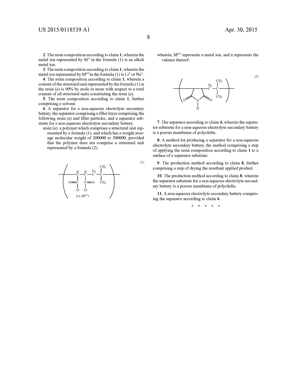 RESIN COMPOSITION, SEPARATOR FOR NON-AQUEOUS ELECTROLYTE SECONDARY BATTERY     AND PRODUCTION METHOD THEREFOR, AND NON-AQUEOUS ELECTROLYTE SECONDARY     BATTERY - diagram, schematic, and image 09