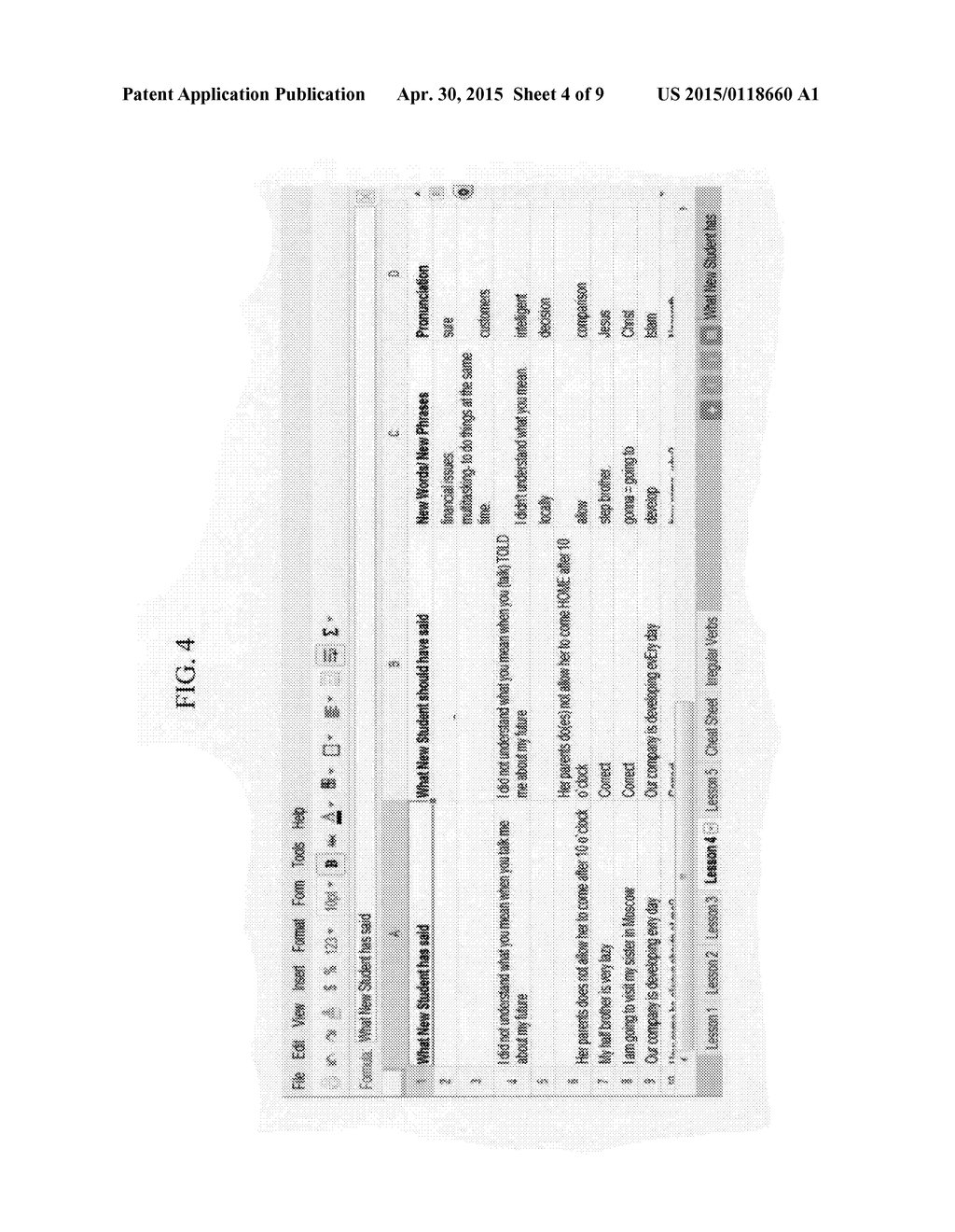 System for and methods of teaching and learning foreign languages online     using spreadsheets created by web-based document creating software - diagram, schematic, and image 05