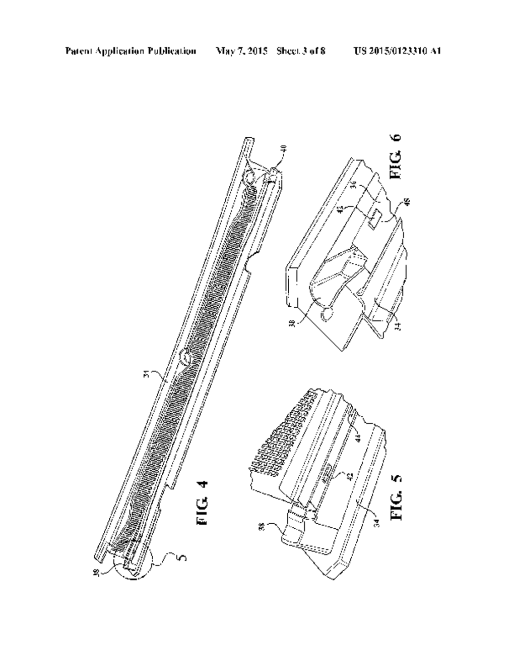 METHOD FOR INJECTION MOLDING END MUCKETS TO A PREVIOUSLY MOLDED VEHICLE     PANEL AND PRIOR TO INSTALLATION OF A SEPARATELY EXTRUDED AND ELONGATED     COMPRESSION SEAL - diagram, schematic, and image 04