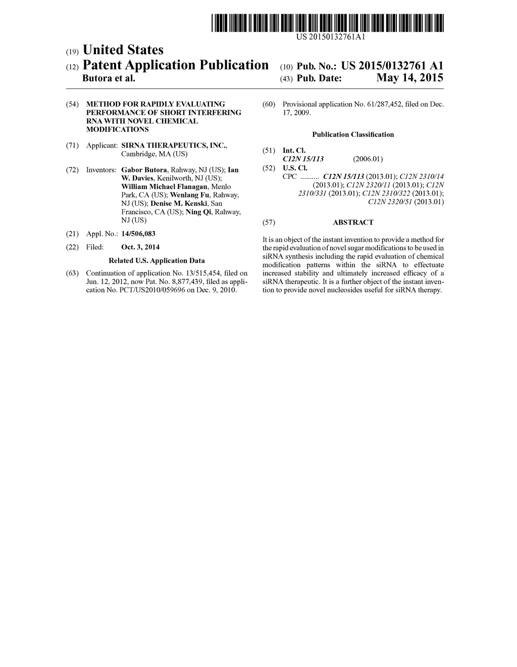 METHOD FOR RAPIDLY EVALUATING PERFORMANCE OF SHORT INTERFERING RNA WITH     NOVEL CHEMICAL MODIFICATIONS - diagram, schematic, and image 01