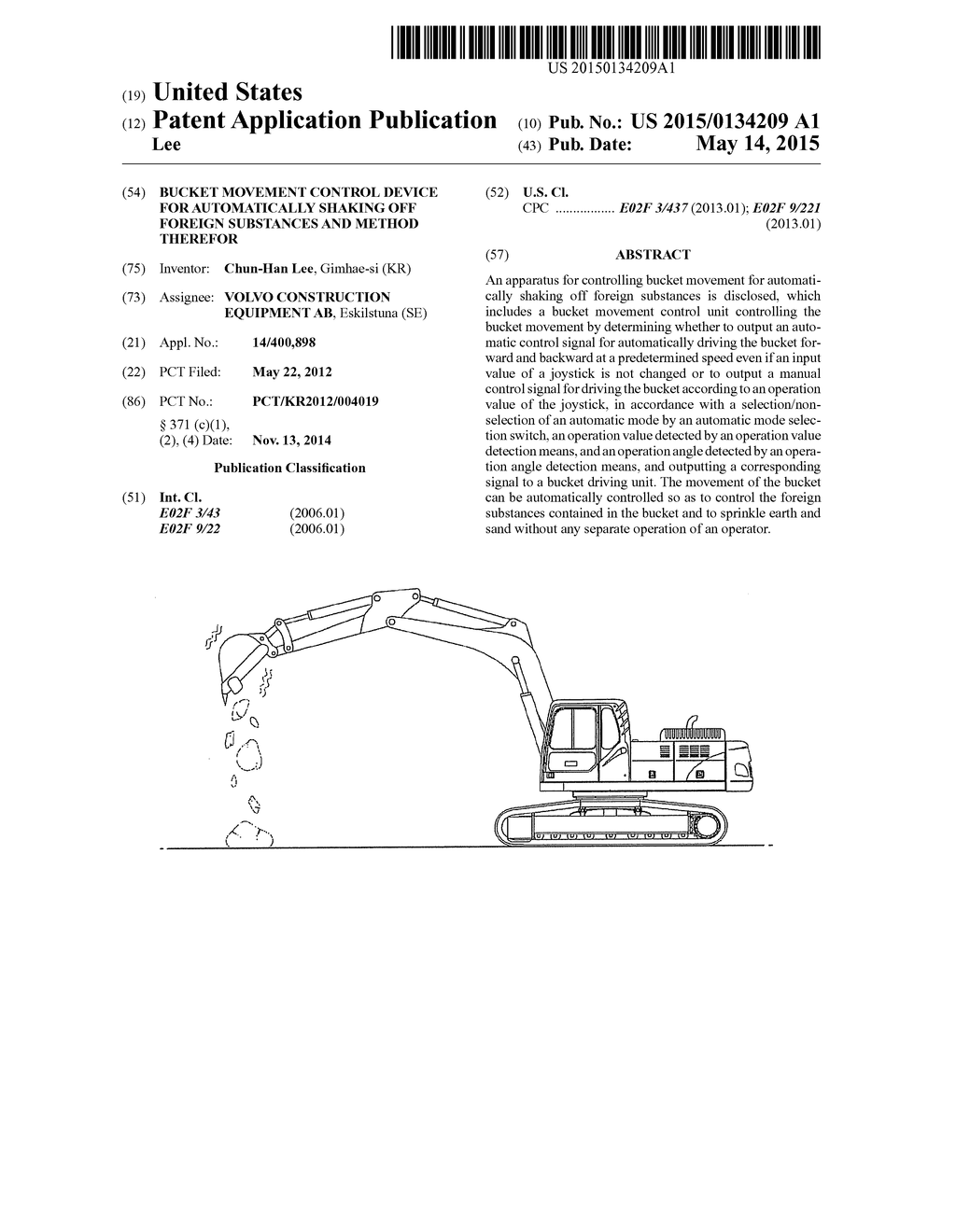 BUCKET MOVEMENT CONTROL DEVICE FOR AUTOMATICALLY SHAKING OFF FOREIGN     SUBSTANCES AND METHOD THEREFOR - diagram, schematic, and image 01