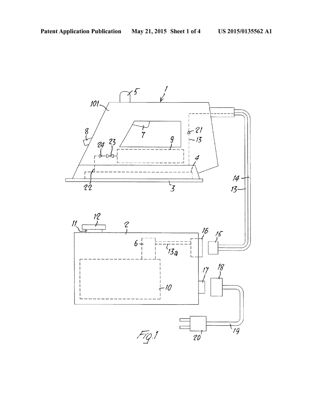 IRONING SYSTEM WITH IRON PROVIDED WITH SUPPLEMENTARY WATER TANK - diagram, schematic, and image 02