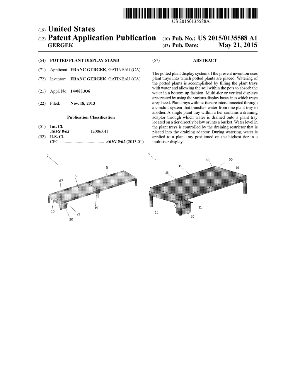 POTTED PLANT DISPLAY STAND - diagram, schematic, and image 01