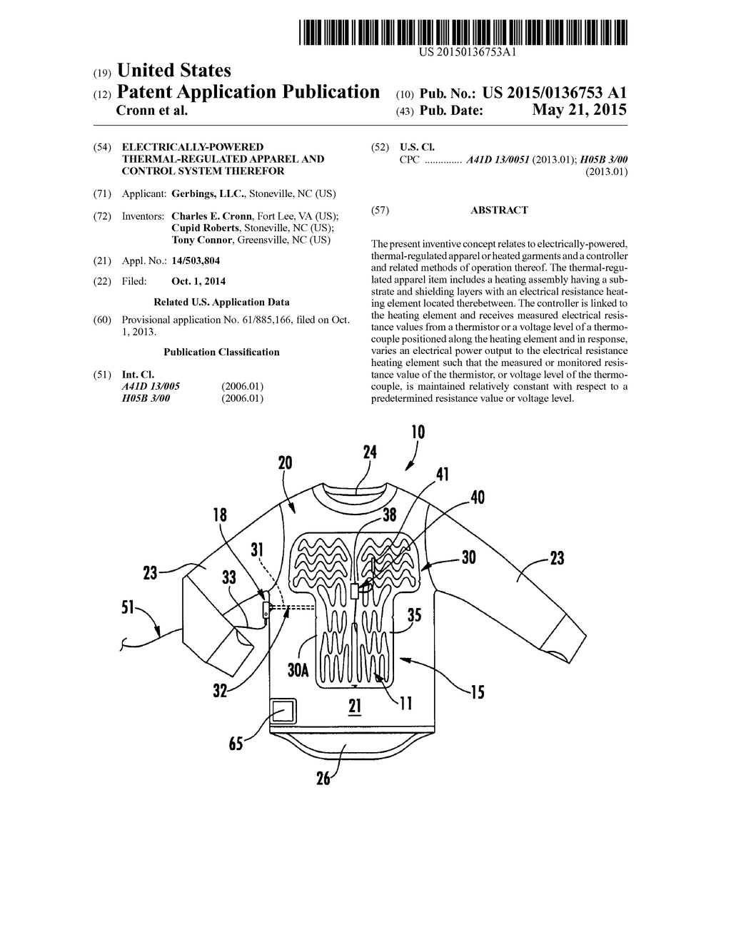 ELECTRICALLY-POWERED THERMAL-REGULATED APPAREL AND CONTROL SYSTEM THEREFOR - diagram, schematic, and image 01