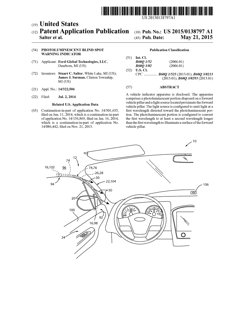 PHOTOLUMINESCENT BLIND SPOT WARNING INDICATOR - diagram, schematic, and image 01