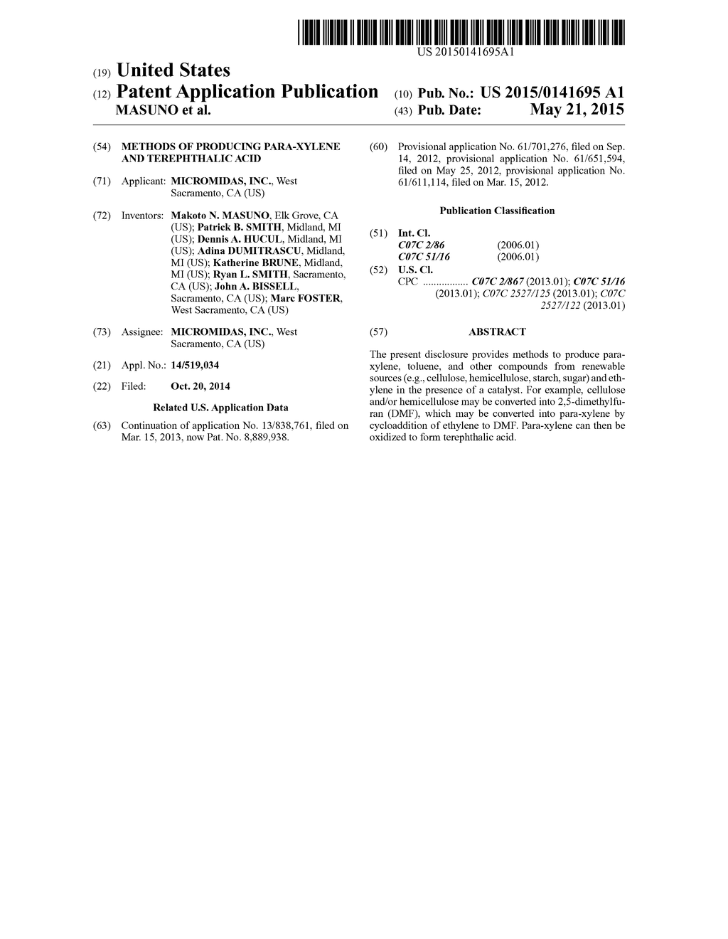 METHODS OF PRODUCING PARA-XYLENE AND TEREPHTHALIC ACID - diagram, schematic, and image 01