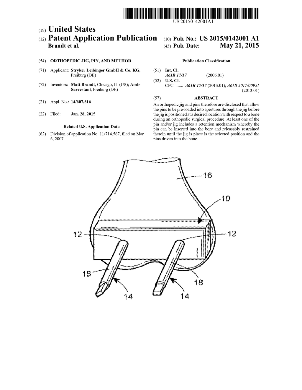 ORTHOPEDIC JIG, PIN, AND METHOD - diagram, schematic, and image 01