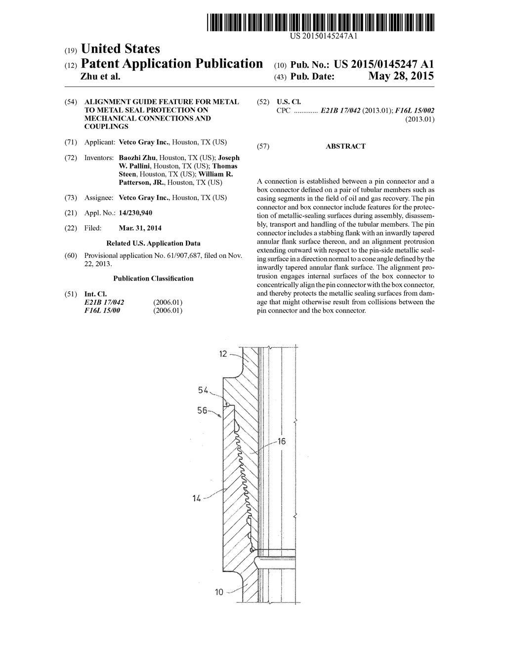 ALIGNMENT GUIDE FEATURE FOR METAL TO METAL SEAL PROTECTION ON MECHANICAL     CONNECTIONS AND COUPLINGS - diagram, schematic, and image 01