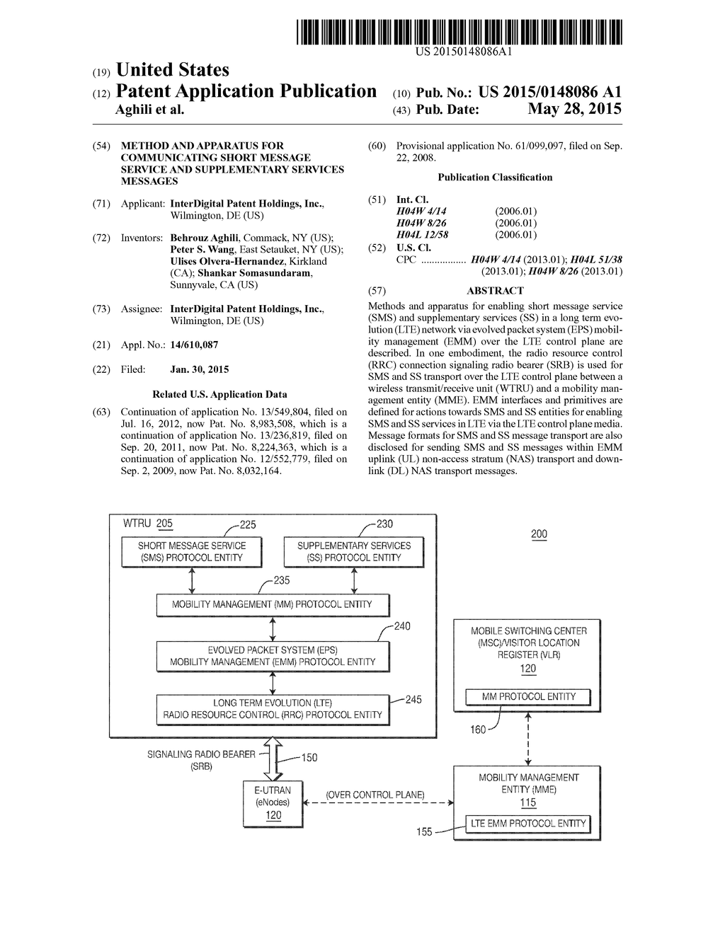 METHOD AND APPARATUS FOR COMMUNICATING SHORT MESSAGE SERVICE AND     SUPPLEMENTARY SERVICES MESSAGES - diagram, schematic, and image 01