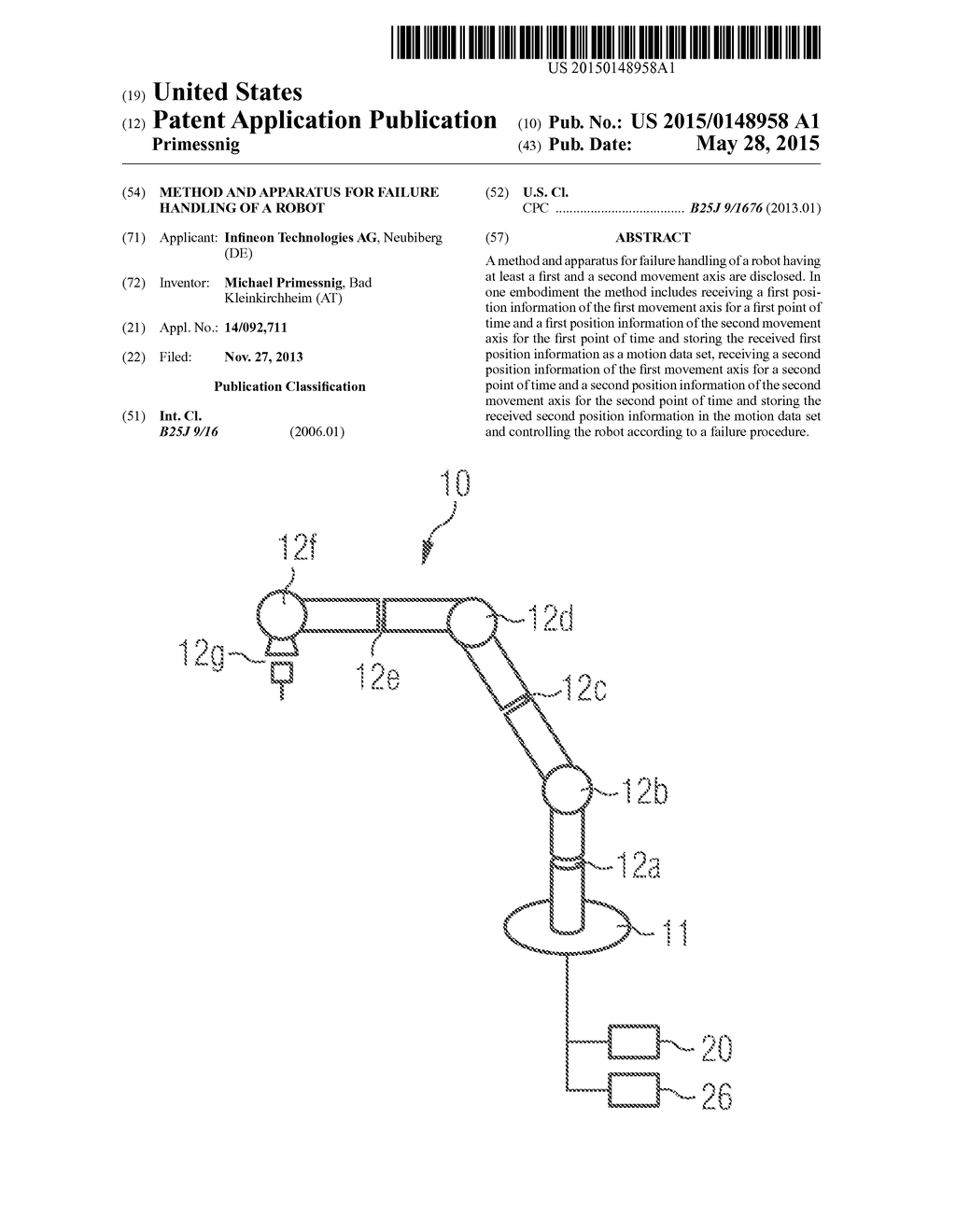 Method and Apparatus for Failure Handling of a Robot - diagram, schematic, and image 01