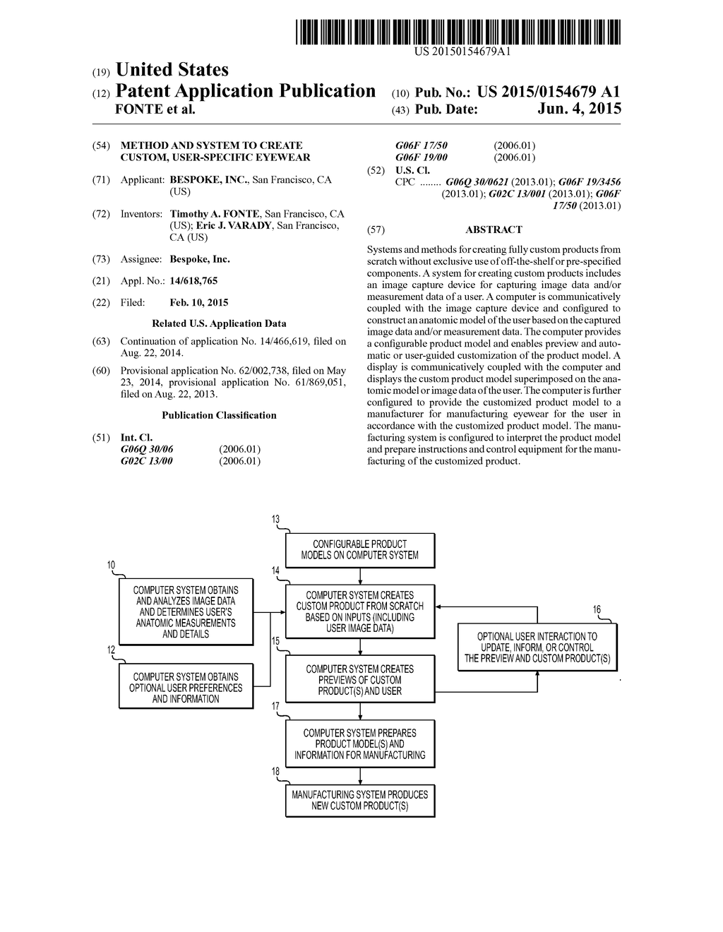 METHOD AND SYSTEM TO CREATE CUSTOM, USER-SPECIFIC EYEWEAR - diagram, schematic, and image 01