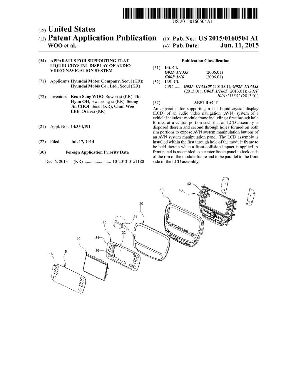 APPARATUS FOR SUPPORTING FLAT LIQUID-CRYSTAL DISPLAY OF AUDIO VIDEO     NAVIGATION SYSTEM - diagram, schematic, and image 01