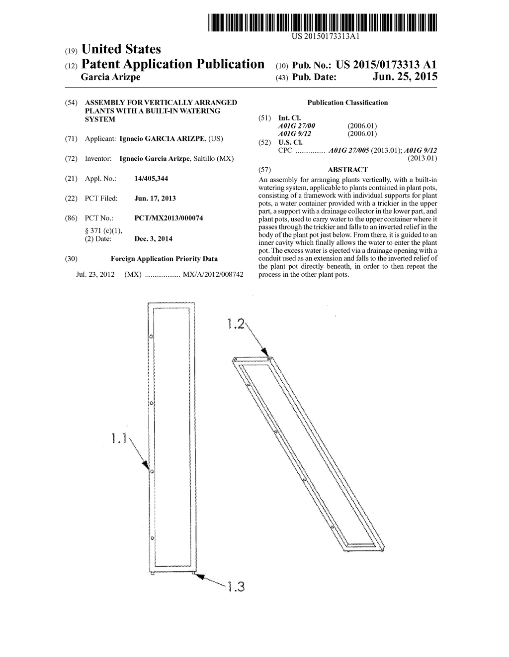 ASSEMBLY FOR VERTICALLY ARRANGED PLANTS WITH A BUILT-IN WATERING SYSTEM - diagram, schematic, and image 01