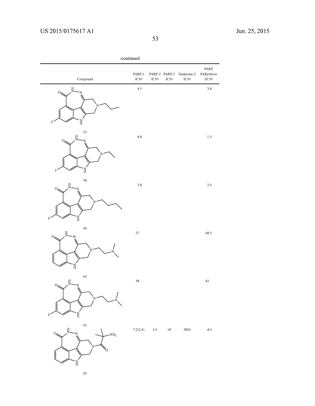 FUSED TETRA OR PENTA-CYCLIC DIHYDRODIAZEPINOCARBAZOLONES AS PARP     INHIBITORS - diagram, schematic, and image 54