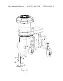 VERTICALLY ORIENTED DEBRIS BLOWER ASSEMBLY MOUNTED TO OUTDOOR POWER     EQUIPMENT UNIT diagram and image