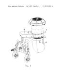 VERTICALLY ORIENTED DEBRIS BLOWER ASSEMBLY MOUNTED TO OUTDOOR POWER     EQUIPMENT UNIT diagram and image