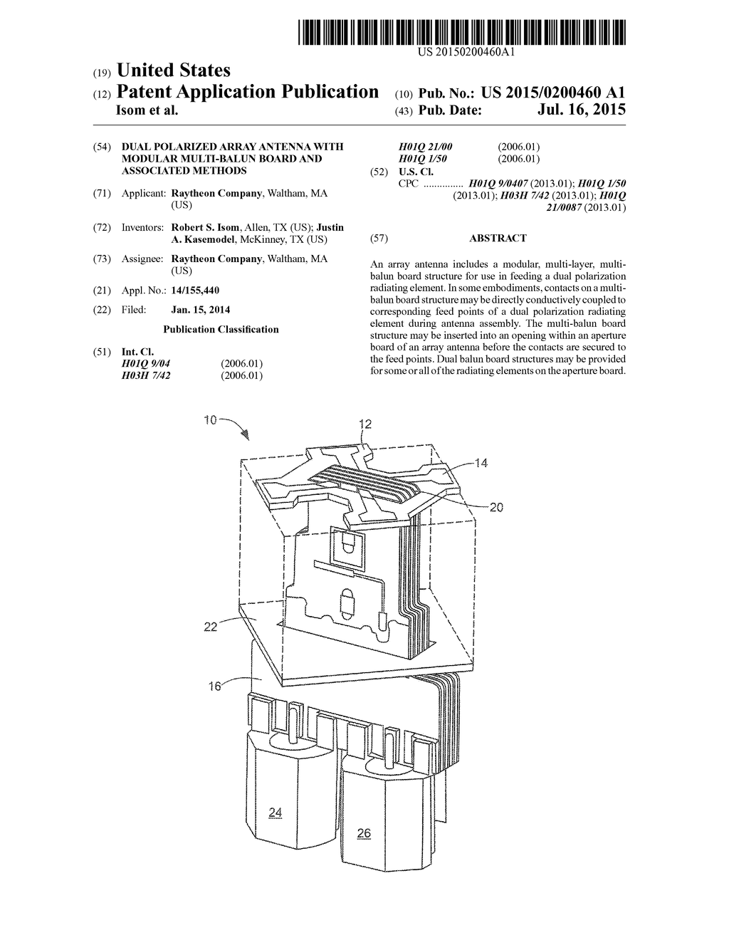 Dual Polarized Array Antenna With Modular Multi-Balun Board and Associated     Methods - diagram, schematic, and image 01