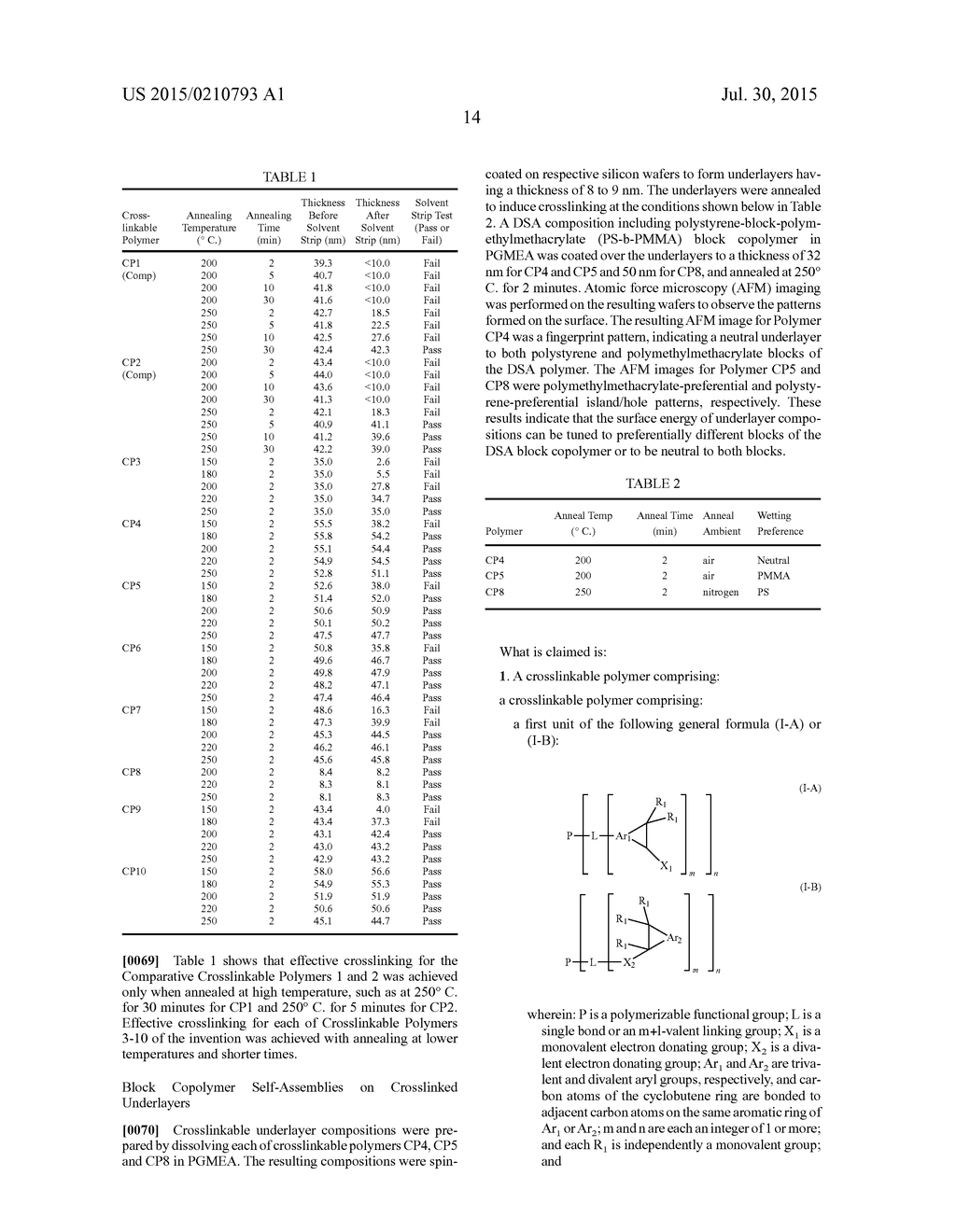 CROSSLINKABLE POLYMERS AND UNDERLAYER COMPOSITIONS - diagram, schematic, and image 17