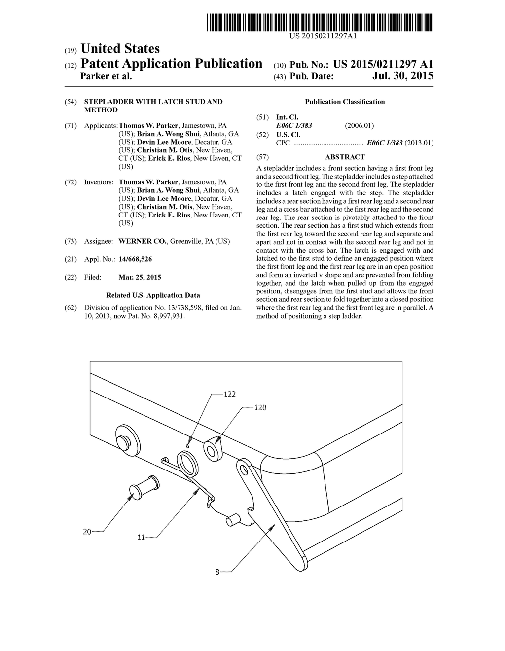 Stepladder with Latch Stud and Method - diagram, schematic, and image 01