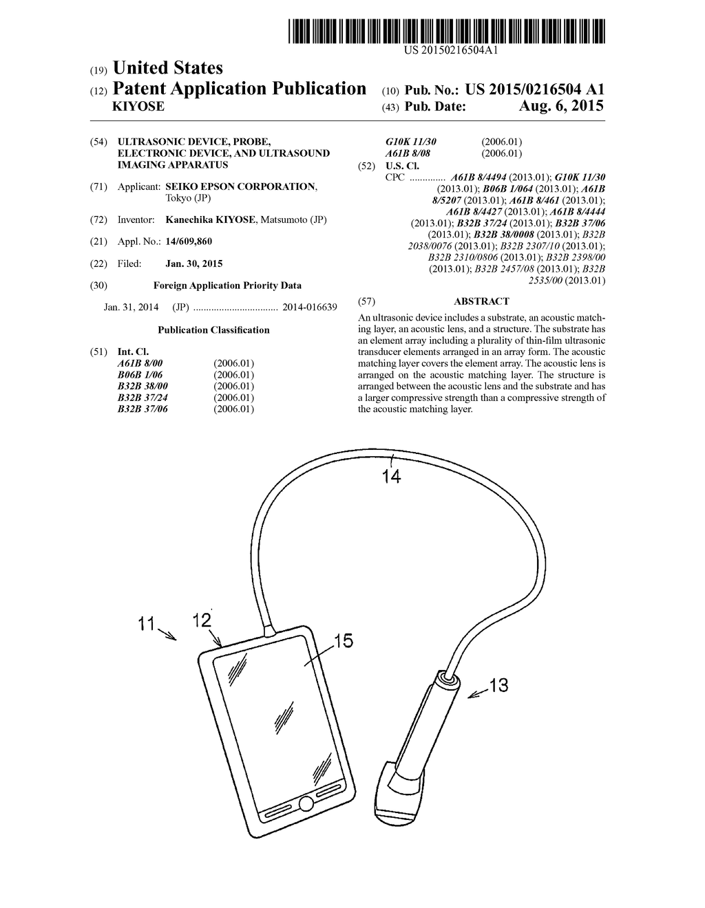 ULTRASONIC DEVICE, PROBE, ELECTRONIC DEVICE, AND ULTRASOUND IMAGING     APPARATUS - diagram, schematic, and image 01