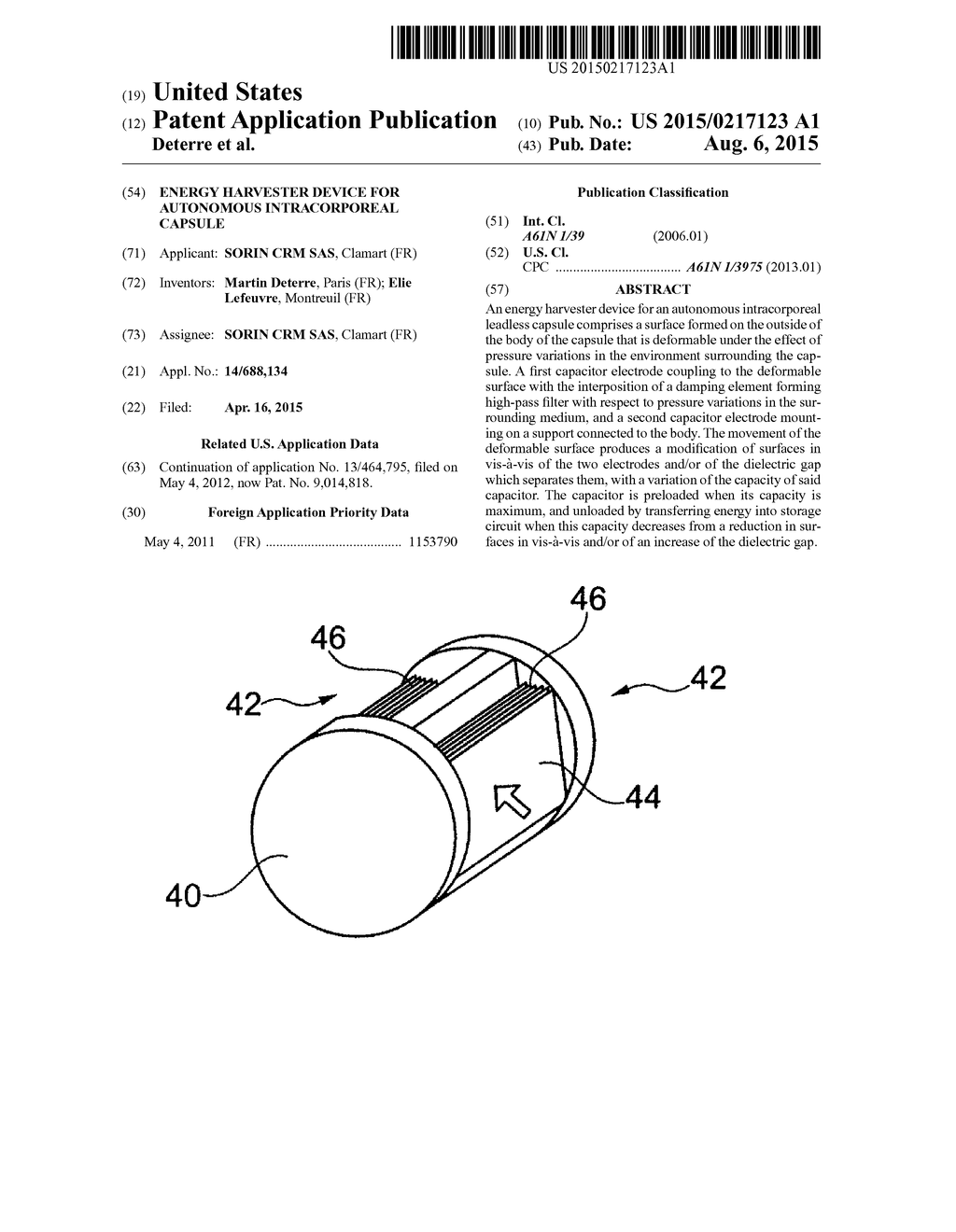 ENERGY HARVESTER DEVICE FOR AUTONOMOUS INTRACORPOREAL CAPSULE - diagram, schematic, and image 01