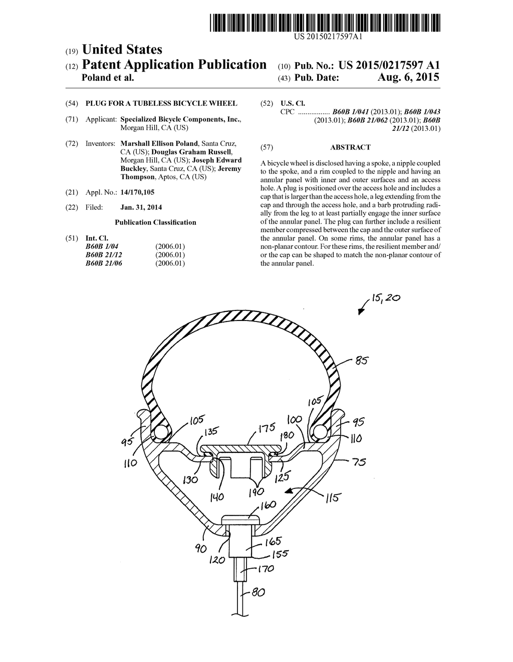 PLUG FOR A TUBELESS BICYCLE WHEEL - diagram, schematic, and image 01