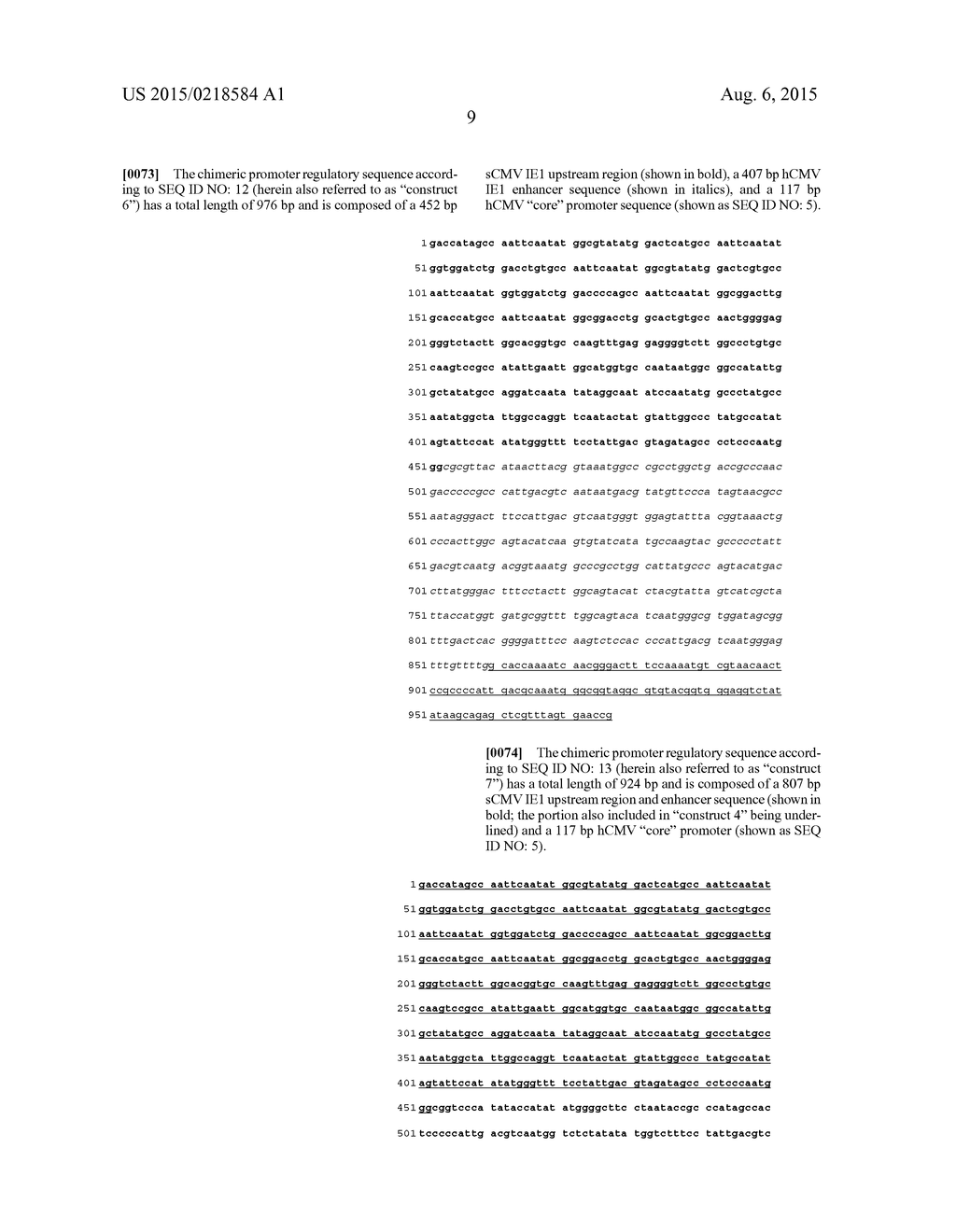 EXPRESSION VECTORS COMPRISING CHIMERIC CYTOMEGALOVIRUS PROMOTER AND     ENHANCER SEQUENCES - diagram, schematic, and image 15