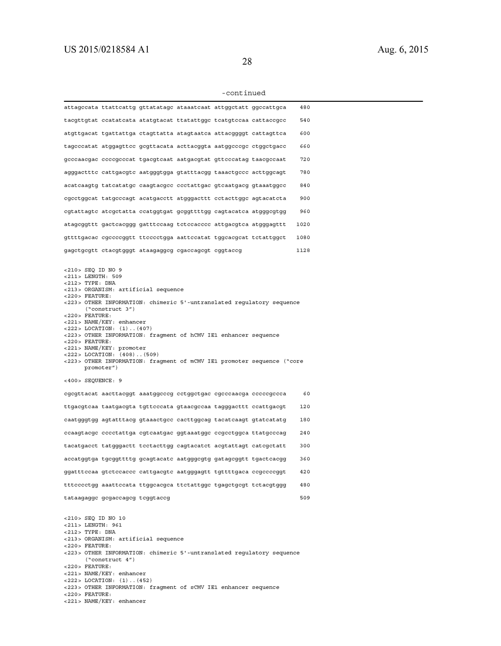 EXPRESSION VECTORS COMPRISING CHIMERIC CYTOMEGALOVIRUS PROMOTER AND     ENHANCER SEQUENCES - diagram, schematic, and image 34