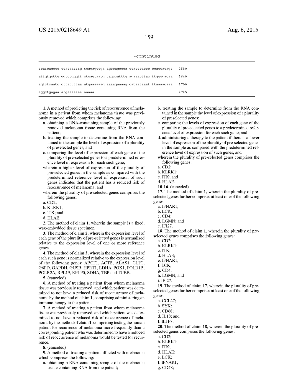 BIOMARKER ASSOCIATED WITH RISK OF MELANOMA REOCCURRENCE - diagram, schematic, and image 196