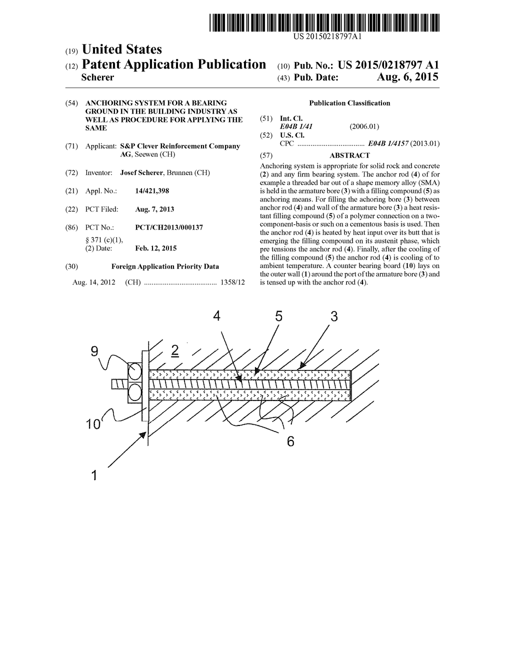 Anchoring system for a bearing ground in the building industry as well as     procedure for applying the same - diagram, schematic, and image 01