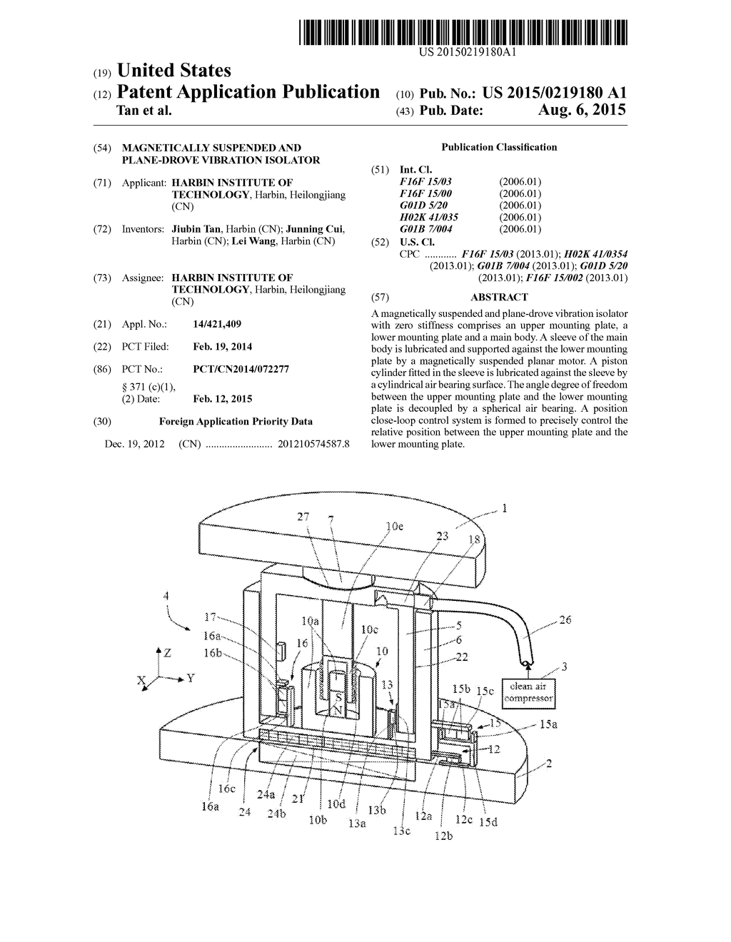 MAGNETICALLY SUSPENDED AND PLANE-DROVE VIBRATION ISOLATOR - diagram, schematic, and image 01