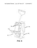 Food Product Cutting Apparatus Having Onboard Pusher and Blade Cartridge     Storage, and Pusher/Blade Cartridge Sets Suitable Therefor diagram and image