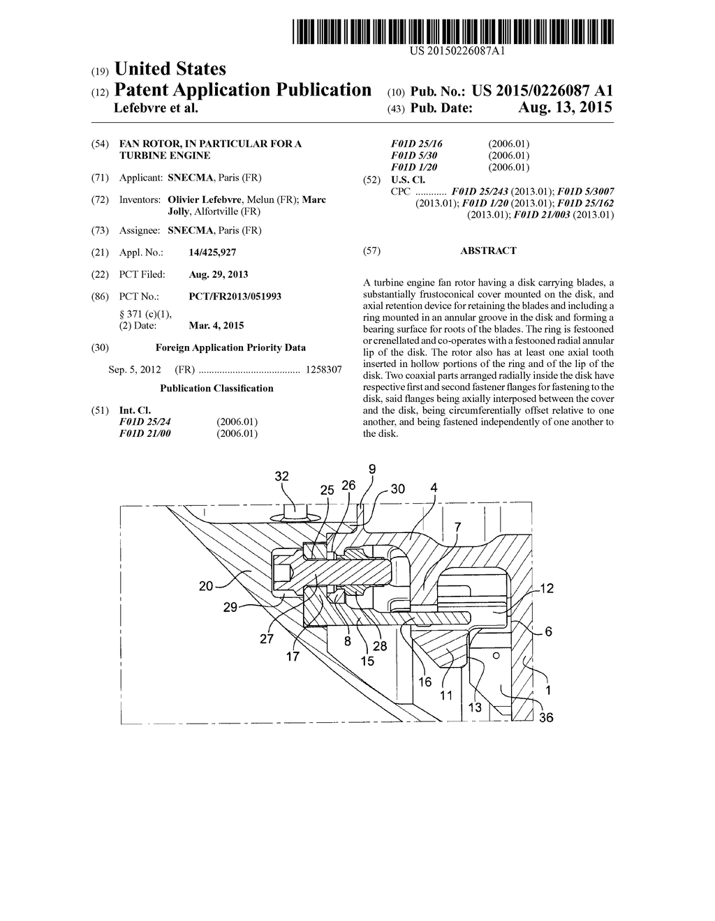 FAN ROTOR, IN PARTICULAR FOR A TURBINE ENGINE - diagram, schematic, and image 01